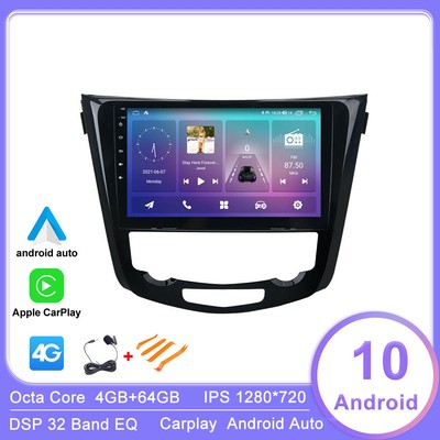 10.1'' Android 10 Car Stereo Radio for Nissan X-trail Qashqai 2014-2017 GPS 64G