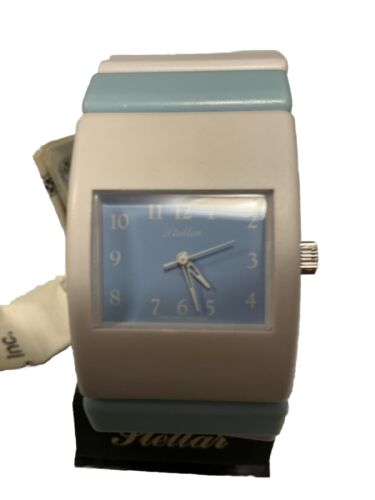 Vintage blau-weiße Damenuhr Stellar NY Stretchband selten 80er/90er Style " - Bild 2 von 8