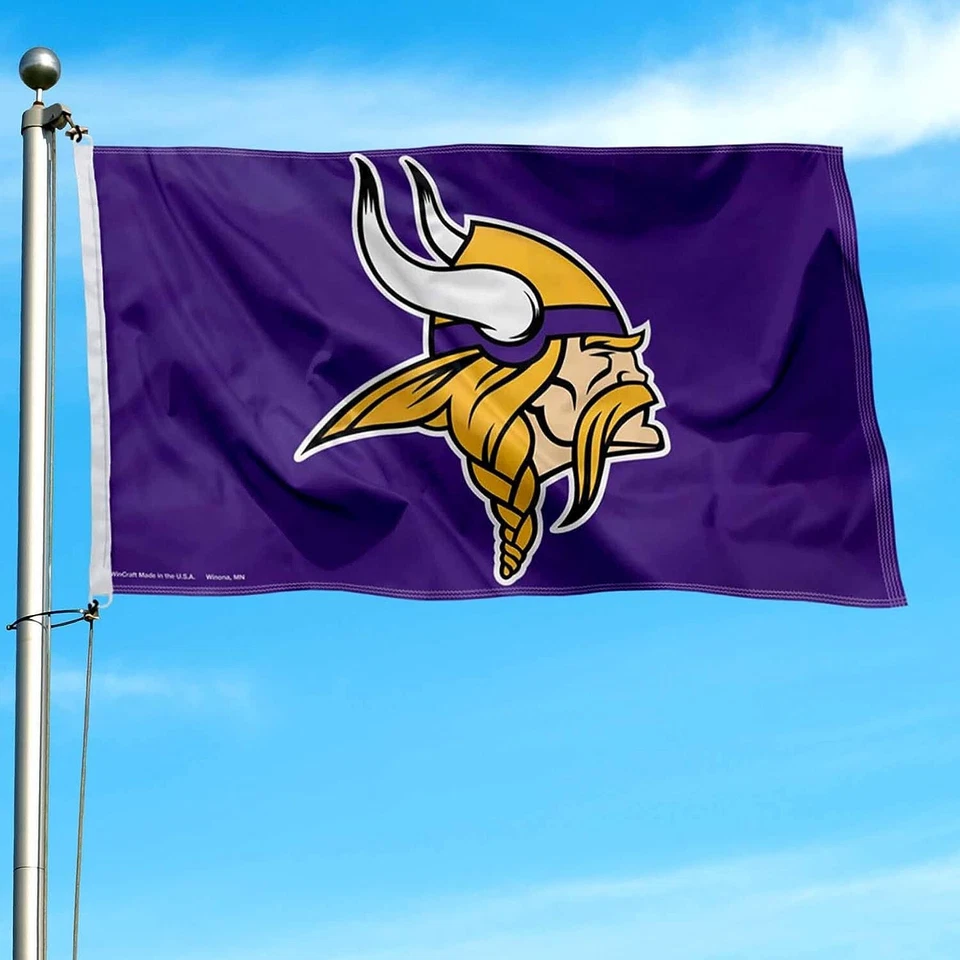 Minnesota Vikings 3x5 ft Flag Banner NFL Football Free Shipping - Image 2 of 2