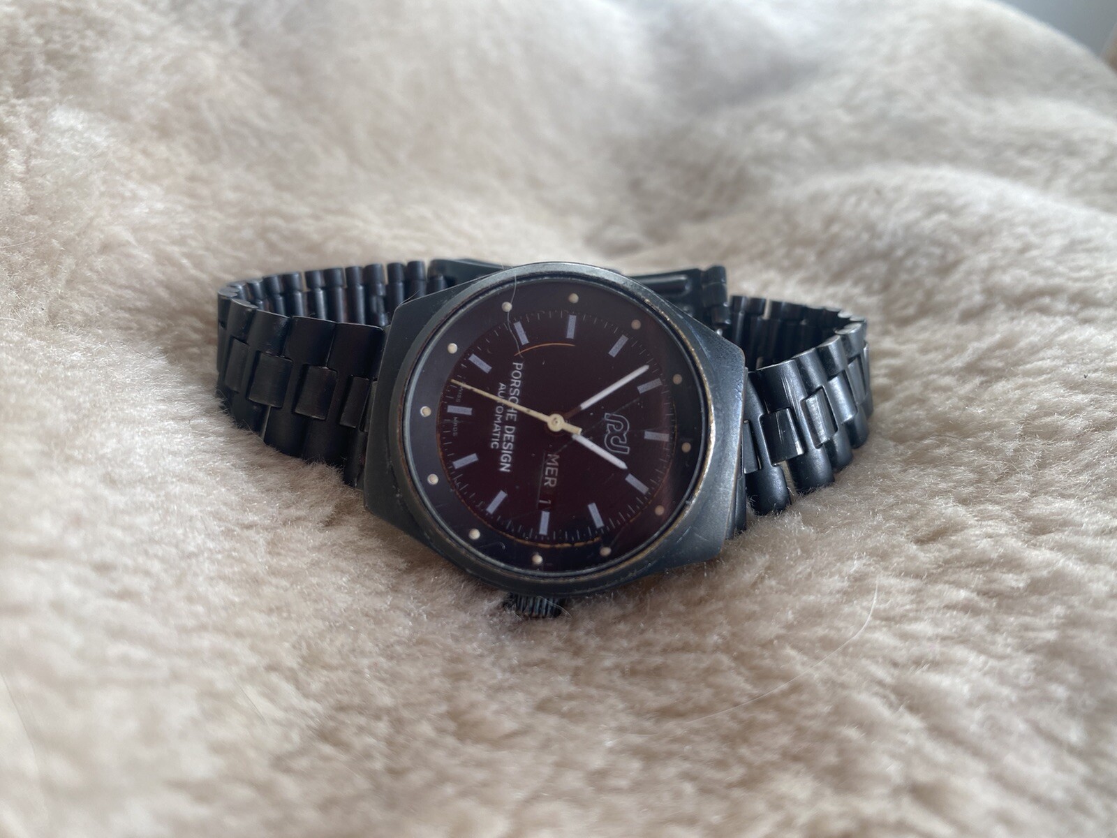 Montre Porsche Design 7050s Vintage - Automatique, Boîtier Et Bracelet Acier Noir - Occasion