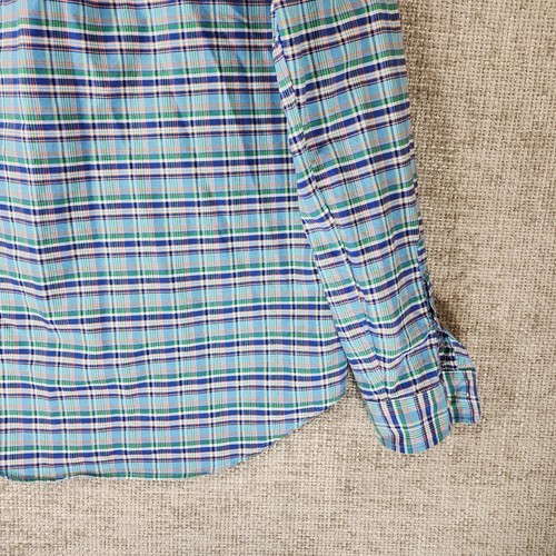 Ralph Lauren Shirt Mens Medium Blue Green Plaid Long Sleeve Button Down Oxford - Picture 10 of 13