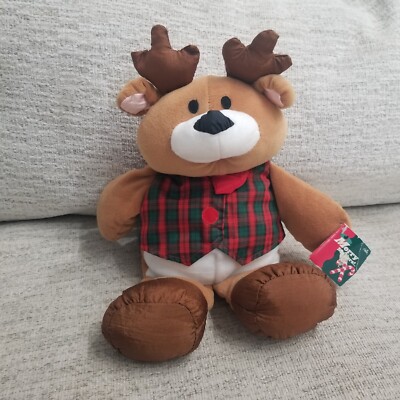 Vtg 1994 Gibson Greetings Merry Makers Christmas Reindeer Vest 14'' Plush  NWT