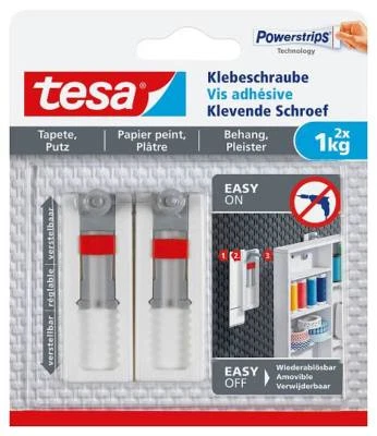 TESA SE tesa® 77775 Verstellbare Klebeschraube für Tapeten und Putz (1kg)