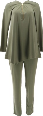 Eaze Wear Antthony 2-Pc Asymmetric Top Pant FICUS L NWOT (634)