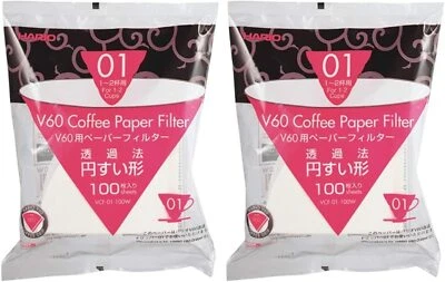 Hario Filterpapier V60 Gr. 01, 2er-Pack (200 St.) 1-2 Tassen VCF-01-100W (Japan)