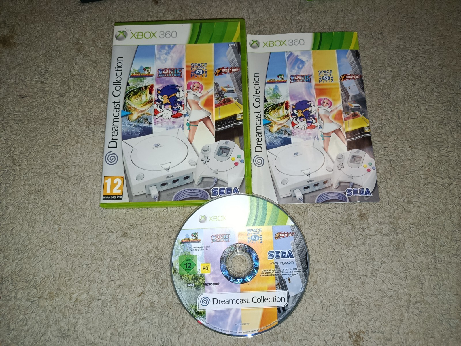 DREAMCAST COLLECTION XBOX 360 SONIC ADVENTURE CRAZY TAXI SEGA BASS FISHING SPACE
