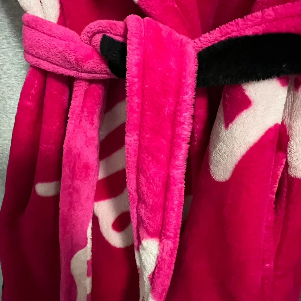 Roupão Betsey Johnson Feminino XS/S Extra Pequeno Lã Rosa Amor Lábios Corações Aconchegante - Imagem 3 de 4