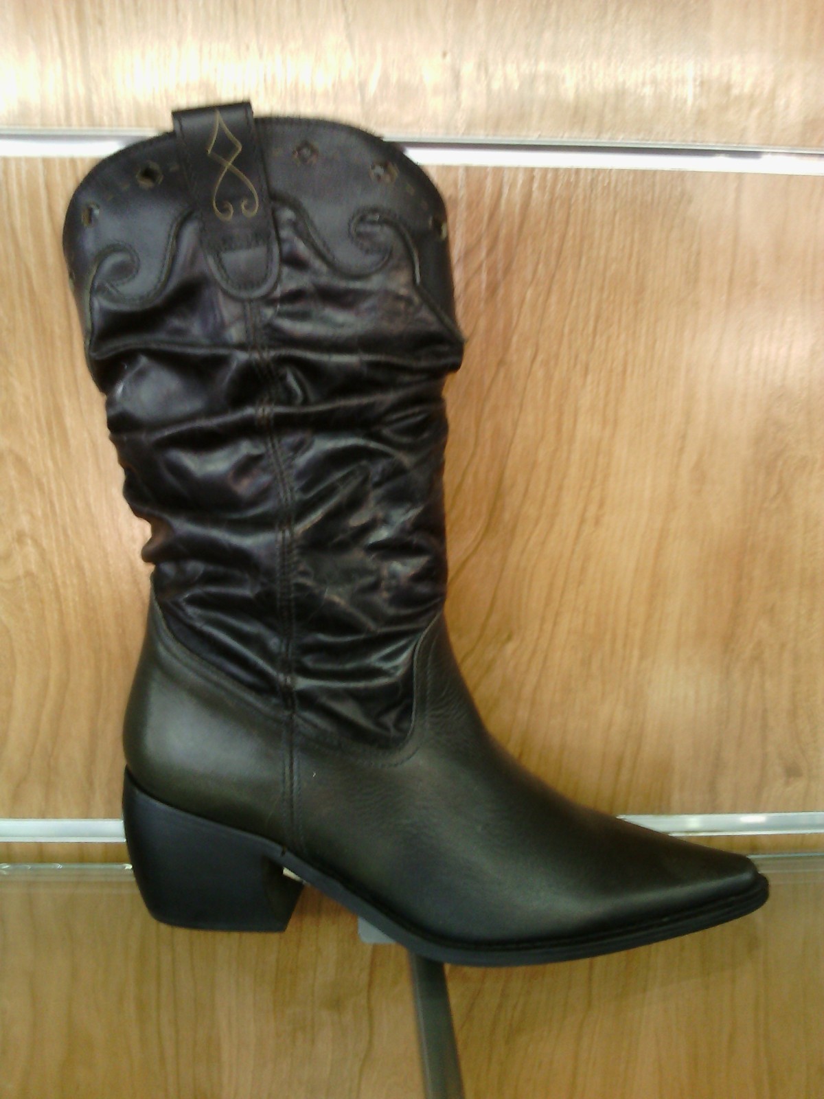 Botas cowboy piel negro con tacón cubano y cremallera varias tallas nuevas mujer