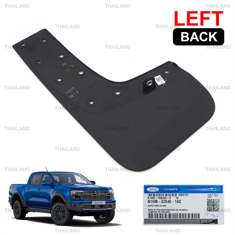 For Ford Ranger Raptor Next-Gen 2023 - '25 Rear Left Splash Mud Guard Flap - Image 2 of 4