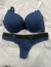 Victoria's Secret T-Shirt Full Coverage 34DD Push-Up Bra Large Matching Thong