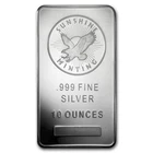 10 oz Sunshine Mint Silver Bar .999 Fine Silver MintMark SI - New Sealed Bar