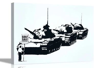 Golf Sale By Banksy Framed Canvas Prints Graffiti Wall Art Mural Silhouette - Image 1 of 4