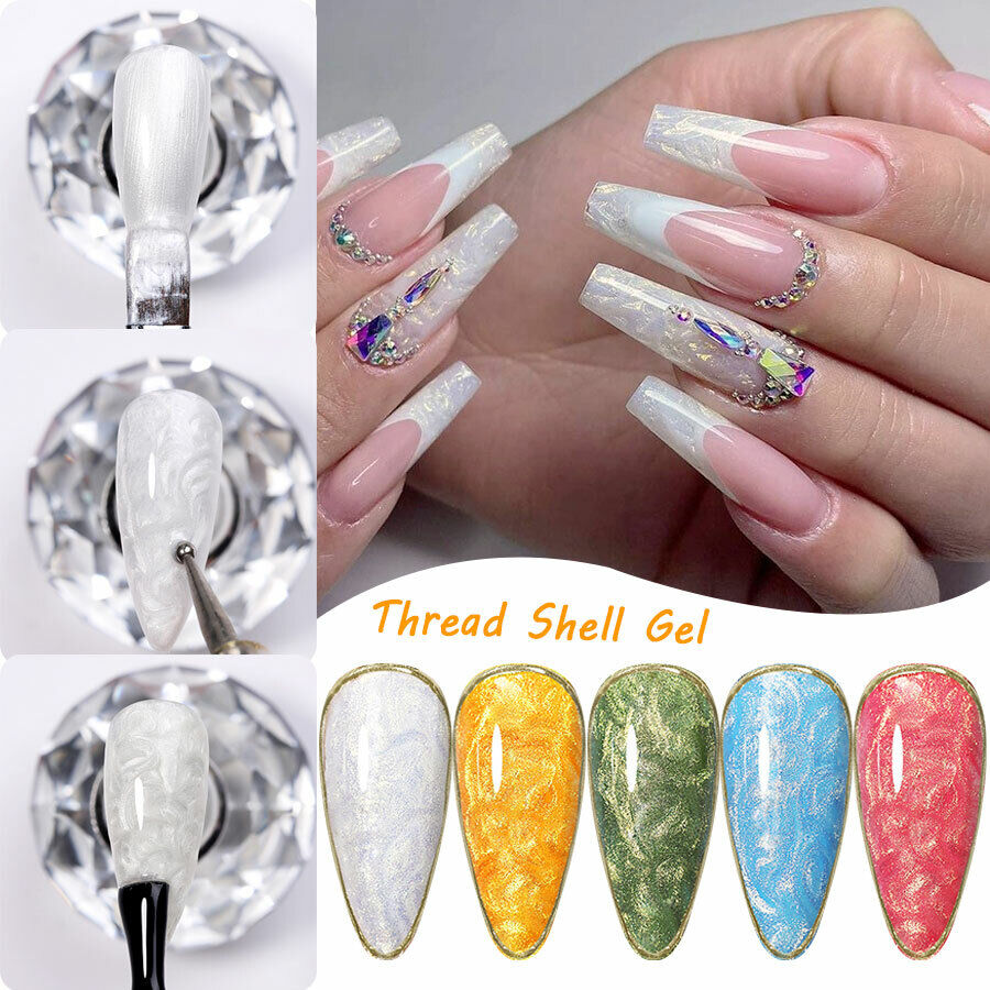 Thread Shell Gel Nail Polish Texture Color Nail Polish Pearl White UV Nails  Gel | eBay