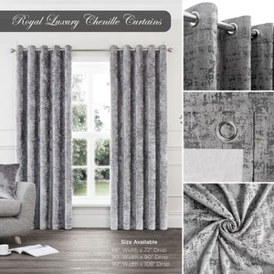 Détails Sur Gris Argent Paire De à œillets Et Entièrement Doublé épais écrasé Chenille Rideaux Afficher Le Titre Dorigine
