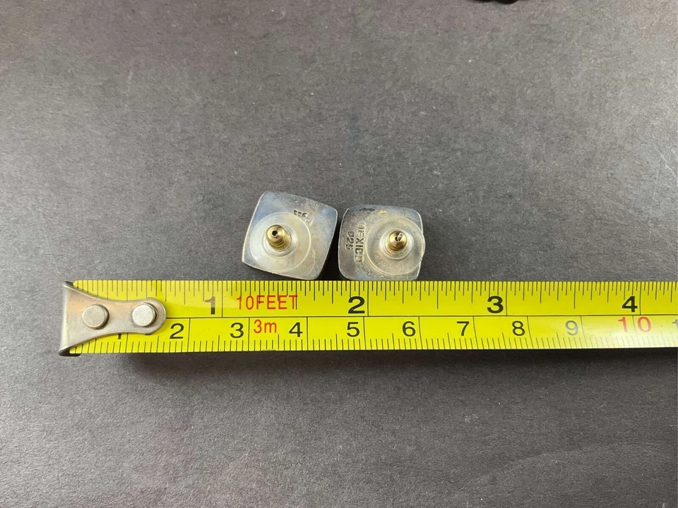 Pendientes artesanales con incrustaciones de lapislázuli de plata de ley - azul profundo con oro Fl Foto 4 de 4