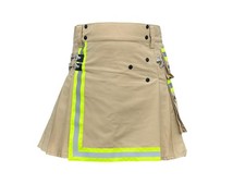 Men's Scottish Cotton Firefighter Utility cargo Pockets Fireman Safety Kilt