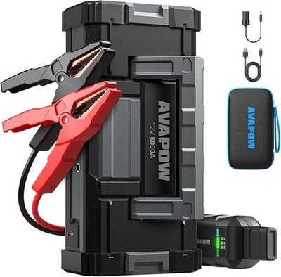 AVAPOW 6000A Car Battery Jump Starter(for All Gas or up to 12L Diesel) Powerful