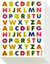 1CM A-Z Sticker 10 Sheets Colorful Alphabet Letters Self-Adhesive Glitter Metall