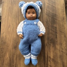 HAND KNITTED SET Of CLOTHES ESPECIALLY FOR 12” BABY SASHA . DOLL NOT INCLUDED.