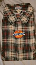 Vintage Dickies Flannel Shirt Mens Large L NWT Plaid Workwear Cotton Heavyweight