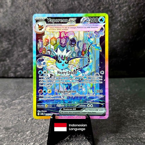 Vaporeon EX Pokemon Card SAR 205/187 NM Prismatic Evolutions SV8a - Indonesia