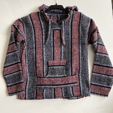 Unisex M L Colorful Hoodie Sweater / Poncho Long Sleeves Pocket Mexico 90s Baja