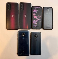 Lot Of 6 Smartphones For Parts Repair T-Mobile,Motorola BLU Broken Screens As IS