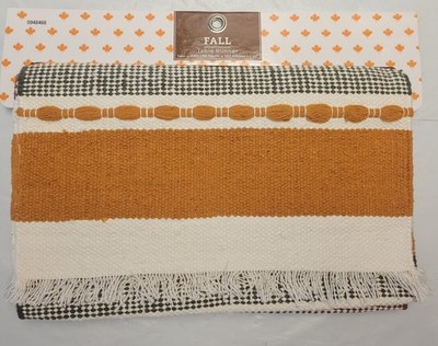 Hobby Lobby Fall Harvest Rustic Table Runner 14  X 72  Woven Cream Brown Autumn
