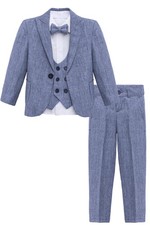 Lilax Boys Formal Slim Fit Suit Set Dresswear Outfit, Navy Size 10