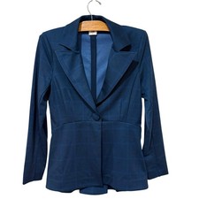 Cabi  Sunset Kiss Plaid Blazer Jacket Blue Windowpane Classic Preppy 5475- Sz 4