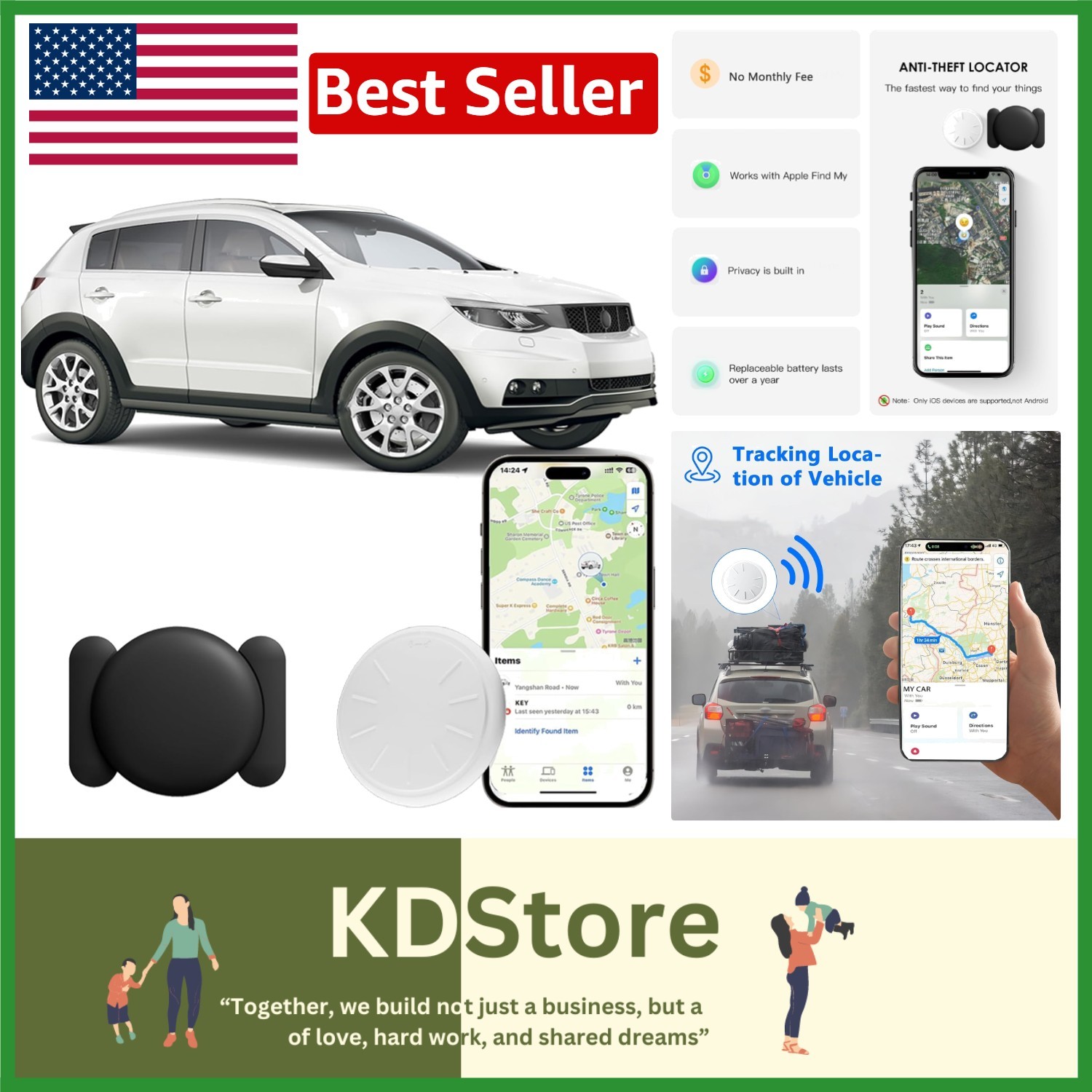 Waterproof GPS Tracker for Cars & Items No Subscription Find My Compatible-image