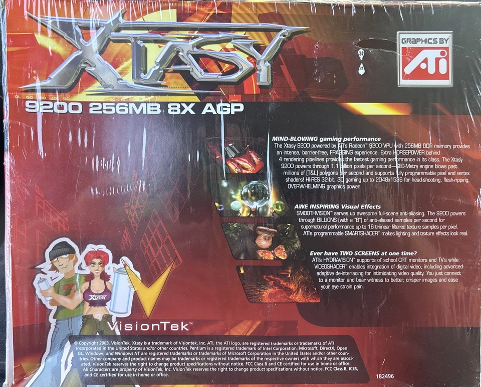 Vision Tek Xtasy ATI Radeon 9200 256MB DDR AGP 8x VTG Computer Video Card Sealed - Image 2 of 4