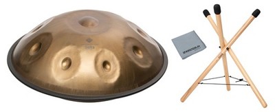 Edle Sela 215 Unity Handpan Cis Kurd aus Edelstahl im Set mit Tasche & Stativ
