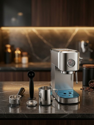 #ad XIXUBX CM5200 Espresso Machine 20 Bar Silver Steam Wand Pressure Gauge Latte $30.00