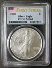 2000 $1 American Silver Eagle Dollar PCGS MS68