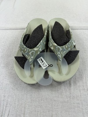 Oofos OOahh Sport Slide Sandal Cosmic Gray Water Camo Mens 8 Wmns