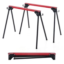 2 Pack Folding Saw Horses Work Table w/ Quick Open Legs & 2 x 4 Support Arms