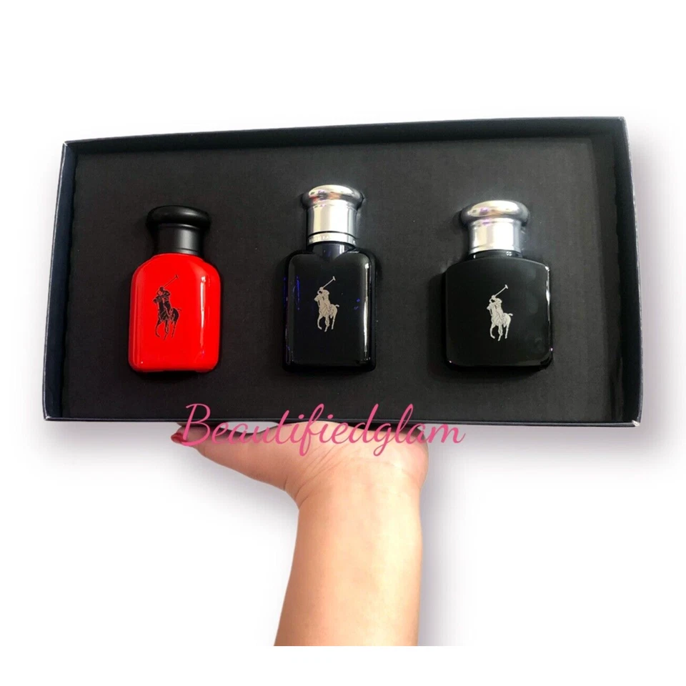 Ralph Lauren Polo Juego de Regalo 3 Piezas POLO AZUL, NEGRO Y ROJO 40ML X 3 NUEVO Foto 3 de 3