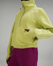 Lululemon Scuba Oversized Funnel Neck Half Zip Women s M/L Bright Green Flaw