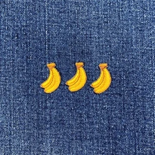 3-Pack Banana Applique Patch - Mini Embroidered Fruit Badge 7/8" (Iron On)