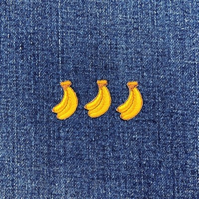 3-Pack Banana Applique Patch - Mini Embroidered Fruit Badge 7/8'' (Iron On)