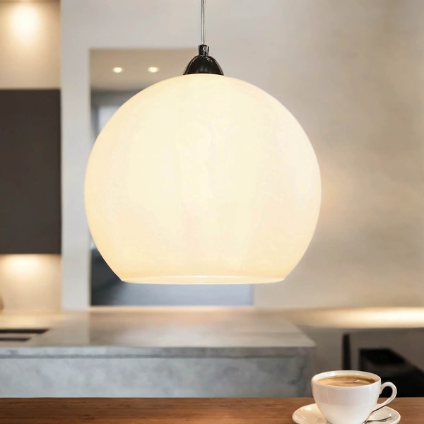 Pendelleuchte E27 Ø30Cm In Weiß HäNgelampe KüChenlampe HäNgeleuchte Innenlampe-image