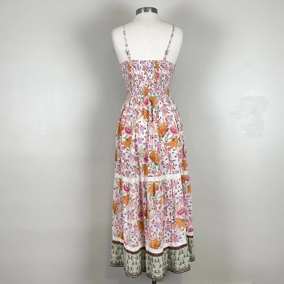 Angie Dress Women L Boho Whimsical Cottagecore Prairie Patchwork Floral Maxi - Image 2 of 4