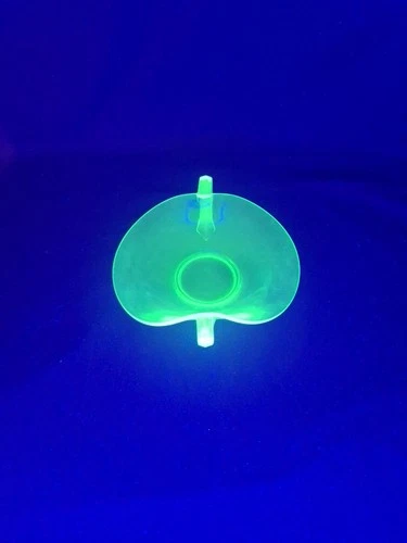 Vintage Depression Glass Candy Dish Uranium Glow