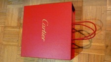 coffret ecrin vide cartier rigide deux anses cordon rouge bel etat