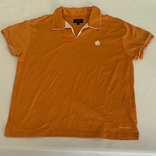 Burberry Golf Polo Shirt Women M Orange Flower Embroidered Italy Designer Luxury