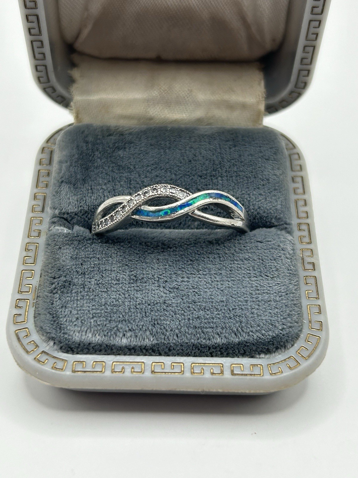 Created Opal Infinity Twisted Ring Round Cubic Zi… - image 2