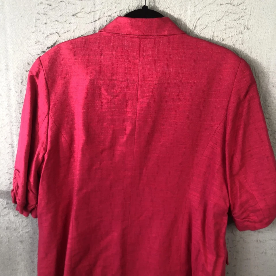 Coldwater Creek Blazer Womens 18W Pink Linen Blend Ruched Sleeve One Button - Image 3 of 4