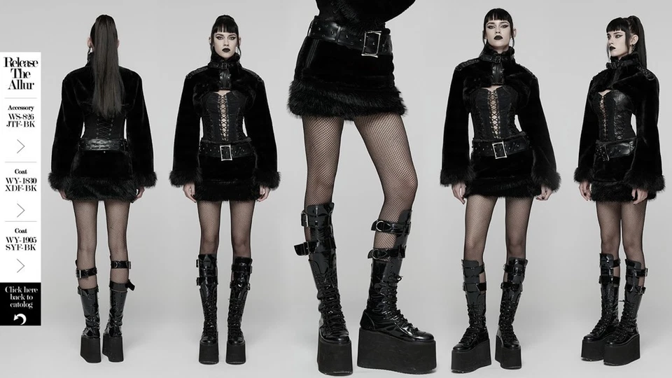 Punk Rave Women Faux Leather Fur Skirt Low Waist Mini A-Line Short Skirts - Image 2 of 4