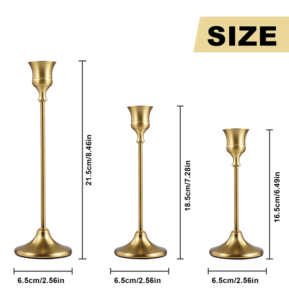 12/30 Pcs Candlestick Holder Bulks Gold Taper Candle Holder Metal Candlesti... - Image 3 of 4